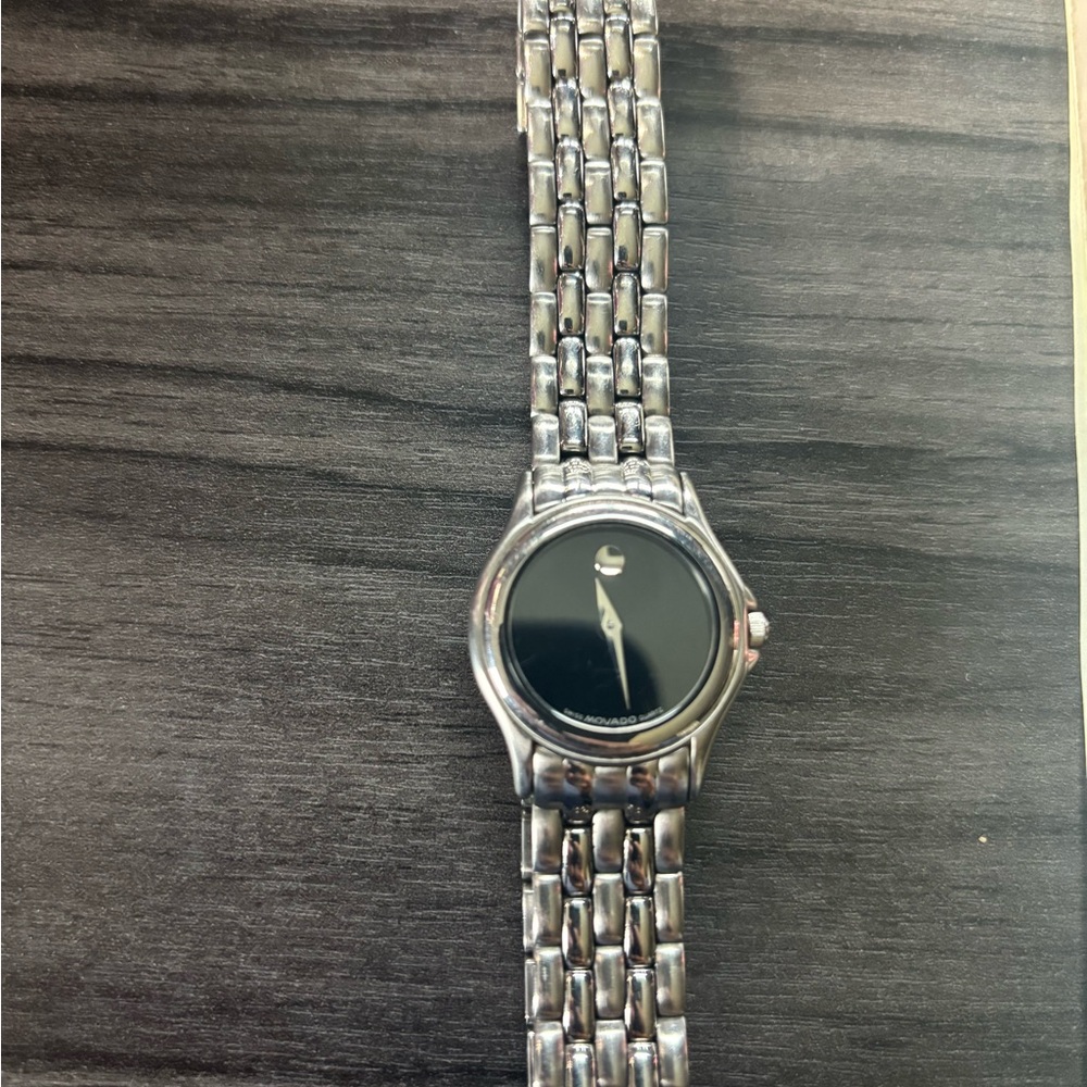 Ladies museum Movado Stainless Silver and Black Watch